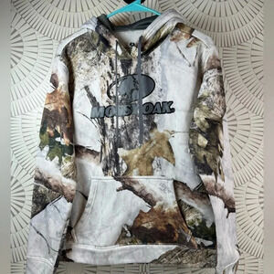 Mossy Oak Break-Up Country Snowdrift Camo Spell Out Pullover Hoodie Kids Large